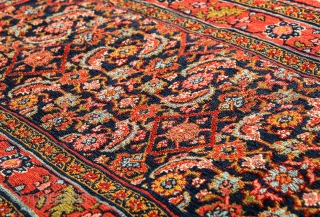 Very fine Bijar sumak mafrash panel, hard to find, 19c, with well-executed herati pattern in multiple natural colors.               