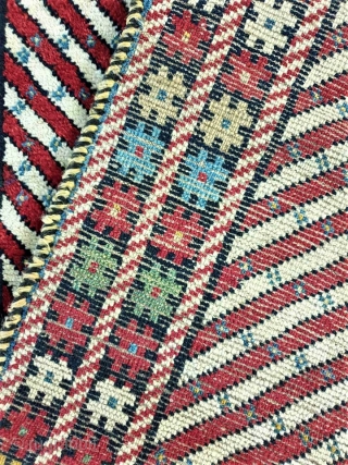 Cheerful, happy Gendje rug in excellent condition with high pile and brilliant natural dyes. Just in time for Christmas!  Please contact me at dennisdodds@juno.com  Also visit: www.MAQAM-rugs.com    