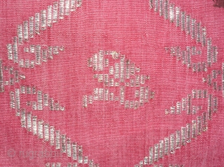 Nobleman's skirt cloth, "kre", silver-wrapped silk thread songket, 58" x 50", Sumbawa                     
