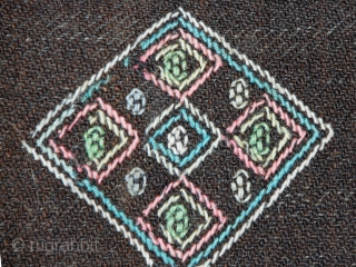 Rain cloak, "charlab", wool with supplementary weft brocade, 61" x 27"; Bhutan (2354)                    