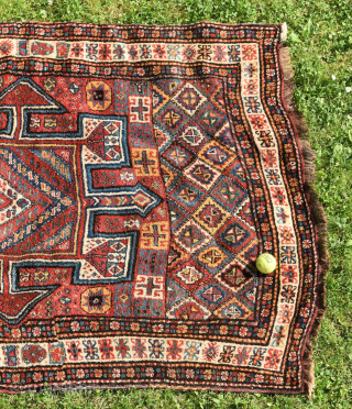 Anyone looking for a good Khorassan Kordi "watertank" rug? Early 20th century, good colors & full pile, 225x155 cm. Nice irregular shape, but it lies flat if put on a carpet underlay.  ...