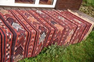 A well preserved (!) and very decorative Yomut / Yomud / Goeklen flatweave from Gurgan region, IMO ca. 1900, ca. 138 x 268 cm (excl. fringes), more pics on request: 
finkmarcel.99@gmail.com
   ...