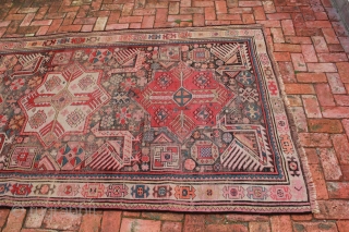 This is an Akstafa Caucasian rug circa last quarter of the nineteenth century.  The detailing is superb throughout (Look at the birds' feet!) and the overall condition is good considering it's  ...