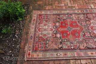 This is an Akstafa Caucasian rug circa last quarter of the nineteenth century.  The detailing is superb throughout (Look at the birds' feet!) and the overall condition is good considering it's  ...