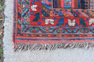 Antique Afshar rug of the type now referred to as "Outback Afshar" after the well known  article in Hali #117. The rug has all the features of this type including many  ...