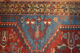 1840 or earlier Konya-Ladik Long Rug, 3'10" x 16'3". Spacious and delicately drawn design with wonderful old colors, purple-aubergine, yellow, green, three reds including a spectacular cherry red and a stunning light  ...