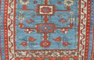 Beautiful Ladik Prayer 4'1" x 6'9", dated 1270/1853. Spacious and well drawn design with wonderful old colors, aubergene, yellow, green, light blue and saturated reds. Classic motifs with beautifully formed Tulips and  ...