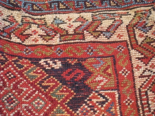 A Fine Q'ashqa'i Bagface, late 19th Century, 2' 0" x 2' 0", in need of minor attention.  Great wool and color.           