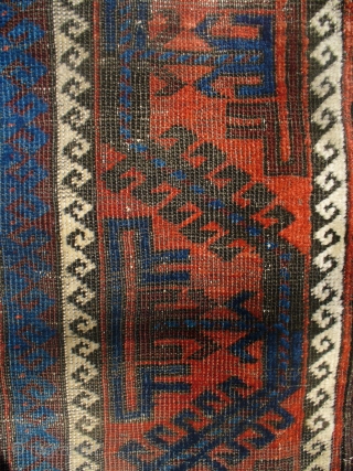 Good piece in OK condition. 58" X 33". Selvages are perfect w/ some kilim at ends. Electric blue.  Any questions? Please ask.          