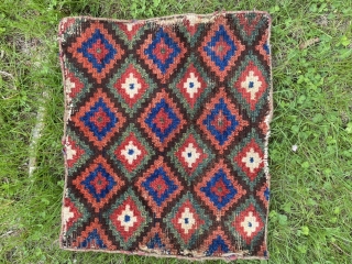 Small Afshar pile bagface. Unusual weave with cotton warp and wool weft. Super saturated natural dyes. Beautiful color. Textile art. $200 including shipping in country        