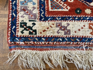 SOLD An intense garden of natural colors, Dobag project type Turkish rug in Canakale form. Meaty pile. It does have one home about an inch across at the border. $400/obo plus shipping  ...