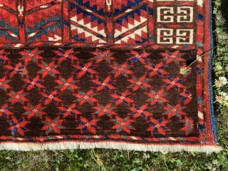  SOLD Tekke Ensi c. early 3rd quarter of the 19th century. Roughly 4’ X 5’ - The condition is excellent with full pile and terrific color. Rose shade madder in the  ...