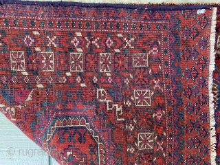 Sold! Lovely Tekke chuval with brilliant dyes and design. Circa 1900 or earlier. Great piece. Tiny amount of dye transfer onto warp as seen in last photo. Could still be natural dye,  ...