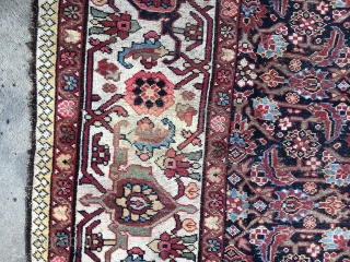 Sold Antique Bakhtiari rug with natural dyes and all wool foundation. Areas of wear and a crease or two. No holes, or smells. About 5' X 4'. Has a small faded area  ...