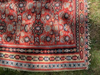 SOLD!Senneh kilim. 53” x 76.”  Very nice color and condition. The color is somewhat stronger on one side than the other. I got this from Ron Hort back in the day.  ...