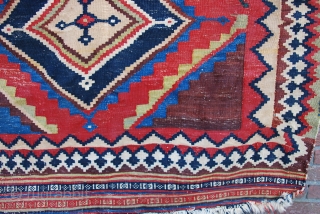 Stunning 19th century Qashqai kilim. This type is hard to find in this graphic quality. Size 155 x 260 cm/ 62 x 104 inches. All natural saturated colors. Overall good condition with  ...