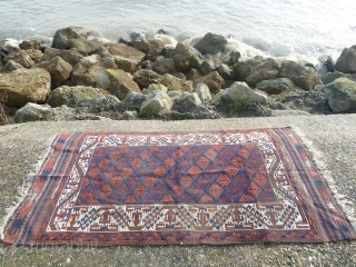 Lovely small antique baluch rug, good colours, 90 x 170 cm,                      