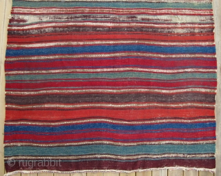 Small Format Anatolian Kilim,120x170cm,mid 19th century,beautiful and clear colors,very fine weave,original sides and ends,corroded browns.                  