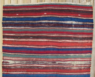 Small Format Anatolian Kilim,120x170cm,mid 19th century,beautiful and clear colors,very fine weave,original sides and ends,corroded browns.                  