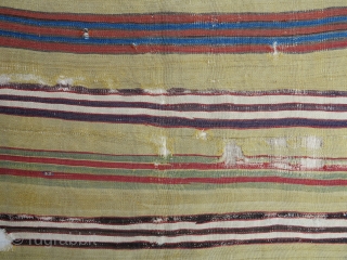 Early and Rare Central Anatolian striped kilim fragment on Yellow ground, ca. 1800, 144X180cm. ART!                  