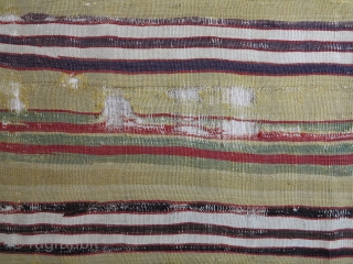 Early and Rare Central Anatolian striped kilim fragment on Yellow ground, ca. 1800, 144X180cm. ART!                  