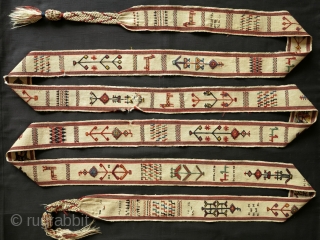 Rare Animal Pack Band (malband), 19th century, 9x650cm. A dowry item that might be attributed to one of the turkic tribes of Persia, finely woven using extra weft wrapping(on a warp faced  ...