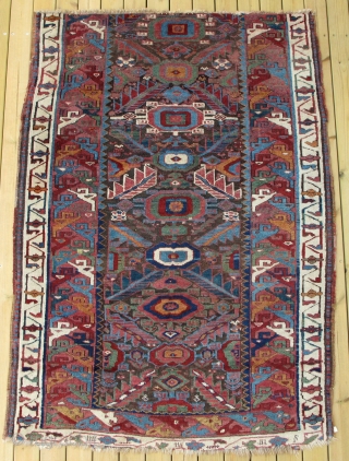 Sauj Bulagh Rug Fragment,125x175cm,beautiful pallete of natural dyes,shining soft wool,generaly in good pile,great rug!                   