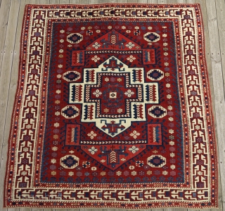 Exceptional West Anatolian Rug, mid 19th century, 175x190cm. Great scale and drawing in squarish format. Finely woven with high quality soft and shiny wool, all original!       