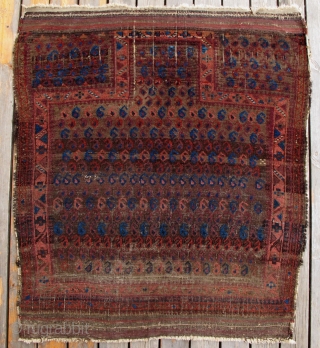 Timuri Baluch Prayer Rug,95x110cm,late 19th century,very unusual design,great colors,fine weave.FUN!!!                       