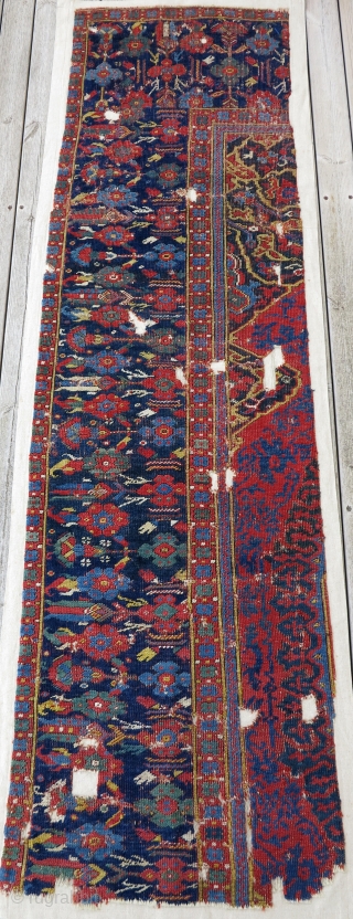 ca. 1700 Large Medallion Ushak carpet fragment (64X230cm) with very colorful, intricate and rare border!                  