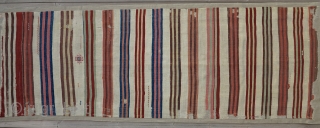 Anatolian Striped Kilim Fragment, ca.1850, 100x275cm, very pleasing soft palette, professionally mounted on linen, elegant and rare!!!                