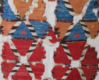 18th century Central Anatolian Kilim Fragment,60x160cm,amazing colors,bold archaic design.WOW!                        