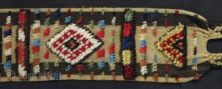 South Persian Mixed Technique Band/Trapping, ca. 1900, 12x350cm, beautiful colors, fine silky wool, soft and meaty handle. Rare and genuine dowry item of great quality!!!        