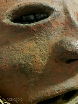 Antique Makishi mask (Zambia) in clay and wood. 

                        