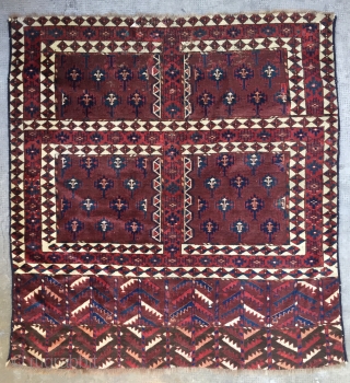 fragmented Turkmen ensi, Yomut group, 1st half 19th c., fine color and knot quality, cut and shut, occasional repair              