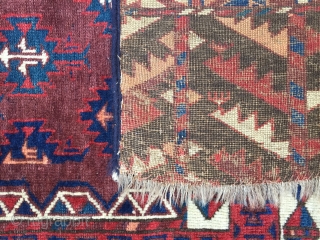 fragmented Turkmen ensi, Yomut group, 1st half 19th c., fine color and knot quality, cut and shut, occasional repair              