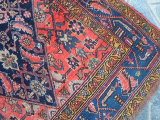 HAPPY NEW YEAR with this ANTIQUE Bijar full pile and with
all vegetable dyes. Size  161 X 103 CM.
Fine knot and shiny-brilliant fastened color for this one.
ONLY one selvedge is not in  ...