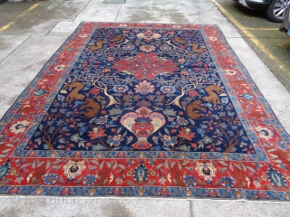 Tabris ancien 385x285 cm in good condition.
Original garden design. Has been signed upon
one end. Great color for this persian carpet.
More info and pictures on request. 
3.85 x 2.85 meters is the size  ...