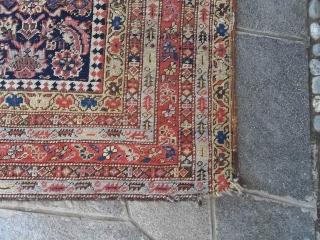 427 x 175 is the size of this antique BIDJAR in fair condition.
This is a Persian kordi important Bidjar kelley.
Beautiful design and natural dyes. All wool.
Antique piece knotted around the last quarter  ...