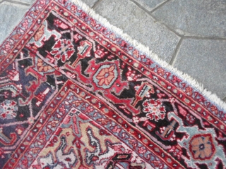 Old Azeri Gheoravan size m.3.66 x 2.57.
Tappeto vecchio Heris azeri in buono stato. 
In very good condition, washed and ready
for use. Very fastened colors and with
full pile. Original size, ends and selvedges.
More  ...