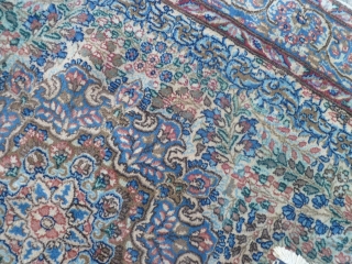 ORIENTAL OLD PERSIAN CARPET.
KNOTTED IN THE TOWN OF KERMAN.
DESIGN MILLE-FLEURES.
CLEAN AND READY FOR USE. 
IN VERY GOOD CONDITION-EXCELLENT.
FULL PILE AND ANY DAMAGES, REPILS,
RESTORS OR STAINS.
IT WAS KNOTTED VERY FINE.
AMAZING PERSIAN CARPET VERY  ...