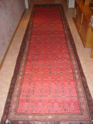 An antique runner from KARABAGH in very good conditions. No restored, no holes, no stains; all original. Size cm. 393 by 94 cm. Original pattern and not usual colours.
Antique carpet knotted very  ...