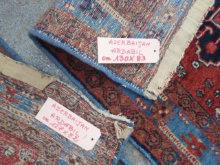 A pair of Ardabil persian Azeri carpets.
In good condition. Full pile only damages
upon the ends. 
These 2 rugs at present, have not been
washed.
130 x 83 +  127 x 82 cm   ...