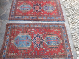 A pair of Ardabil persian Azeri carpets.
In good condition. Full pile only damages
upon the ends. 
These 2 rugs at present, have not been
washed.
130 x 83 +  127 x 82 cm   ...