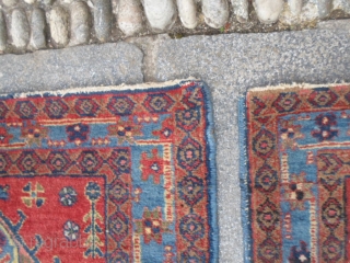 A pair of Ardabil persian Azeri carpets.
In good condition. Full pile only damages
upon the ends. 
These 2 rugs at present, have not been
washed.
130 x 83 +  127 x 82 cm   ...