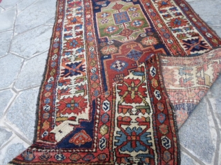 Shahsavan runner IV quarter XIXth Century in very good condition. Washed and ready for use or estate. Nomadic persian runner with all wool and all natural dyes.
Size 400 x 100 cm. More  ...