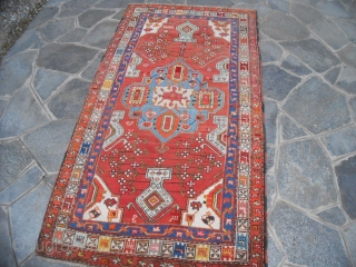 Azerbaijan MESHKIN antique carpet with date 1944.
FULL pile and perfect condition. All wool.
225 x 120 cm is the size.
More pictures on request. ALL the best !       