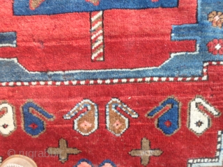 258x160 cm Antique KAZAKH >(Maybe a Borchalu).Very, very good condition.
Washed and ready for domestic use. Wool on wool and natural dyes.
More info or pictures on request. TY for your attention.
All the best  ...