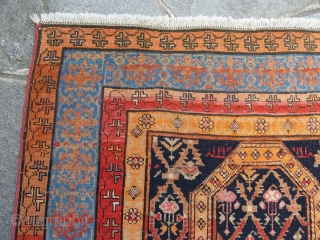 146 x 96 cm is the size of this antique prayer carpet knotted in CAUCASUS district of KARABAKH. Very, very good condition and original pattern and colors.

Other photos on request.
Warm regards from  ...