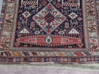 Measure is:   ft. 6.66 x 3.58 = 203 x 109 cm =
Antique CAUCASUS Shirvan.
Epoca IV° quarter XIX century, with archaic patter.
Good condition (look the photos) with old repairs 
and some  ...